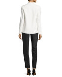 Danette Notched-Collar Stretch Blazer Jacket, Winter White