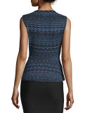 Maribella Sleeveless Peplum Top, Navy Combo
