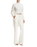 Anson Stretch Flare-Leg Pants, Ivory