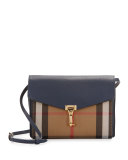 Macken Small Leather & House Check Crossbody Bag, Ink Blue