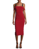 Nova Cold-Shoulder Sheath Dress, Rust/Black
