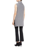 Sleeveless Oversized Turtleneck Sweater, Gray Melange