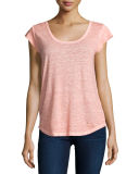 Neyo Linen Cap-Sleeve Top
