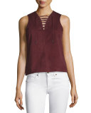 Alula Lace-Up Sirah Suede Shell Top