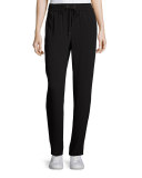 Lightweight Crepe Drawstring Pants, Caviar