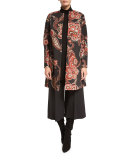 Makeda Paisley Open-Front Topper Jacket, Carnelian Multi
