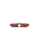 18K Rose Gold & Red Sapphire Ring with One Diamond, Size 6.75
