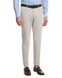 Cotton-Cashmere Flat Front Trousers, Putty