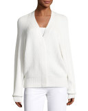 Cashmere Oversized Raglan Cardigan, White