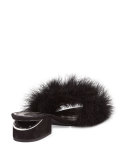 Lou Marabou Feather Sandal, Black