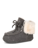 Sparrow Suede Baby Bootie, Gray, Infant