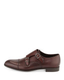 Double-Monk Leather Shoe, Burgundy
