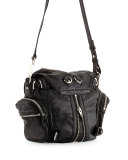 Mini Marti Leather Backpack, Black/Nickel