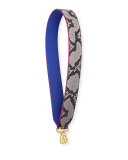 Python/Calf Leather Shoulder Strap for Handbag, Roccia/Blue