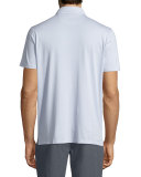 Cotton-Blend Short-Sleeve Polo Shirt, Light Blue
