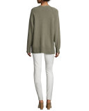 Jabbie V-Neck Tunic Sweater, Dark Pear