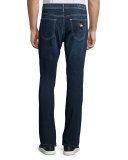 Five-Pocket Straight-Leg Denim Jeans, Blue