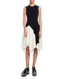 Sleeveless Colorblock Asymmetric-Hem Dress, Multi