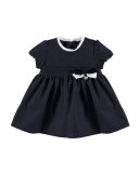 Short-Sleeve Flannel A-Line Dress, Navy, Size 3-24 Months