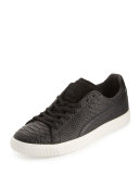 Men's Clyde MII Snakeskin-Textured Low-Top Sneaker, Black