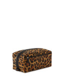 Leopard-Print Nylon Dopp Kit, Tan