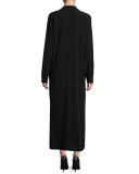 Crinkled Crepe Maxi Shirtdress, Black