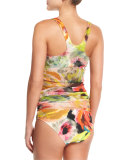 Bright Rose-Print Tankini Swimsuit Set