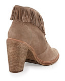 Loren Fringe Suede Bootie, Mousse Tan