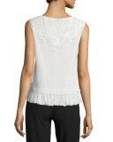 Carlyn Sleeveless Silk Chiffon Blouse w/ Bead Trim