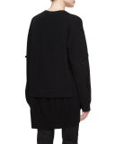 Oversized Cashmere V-Neck Sweater, Black