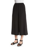 Flare-Leg Cropped Trousers, Black