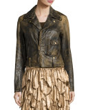 Dwight Distressed Leather Jacket, Black