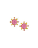 19K Gold Tiny Bee Pink Sapphire Earrings