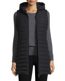 Hooded Zip-Front Puffer Vest