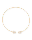 14K Two-Pearl Collar Necklace