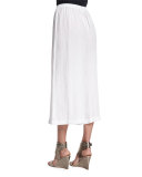 Flare-Leg Cropped Linen Trousers, White