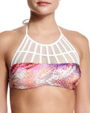 Gaia Printed High-Neck Swim Top