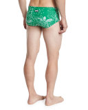 Bubble-Print Swim Briefs, Green