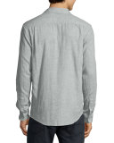 Double-Face Melange Long-Sleeve Sport Shirt, Pale Gray