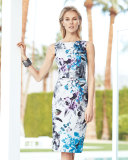 Sleeveless Floral-Print Belted Dress 