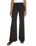 Wide-Leg Jersey Trousers, Black 