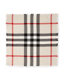 Kids' Square Check Wool Scarf, Neutral