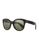 Abrie Plastic Polarized Cat-Eye Sunglasses, Black