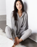 Waffle-Knit Cotton-Blend Hoodie, Light Gray