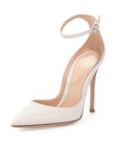 Patent Low-Collar Ankle-Wrap Pump, Off White
