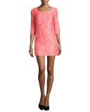 Scoop-Neck Floral Jacquard Dress