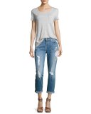 Josefina Embroidered Botanical Relaxed Jeans, Indigo