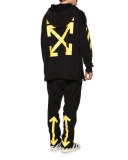 Pullover Hoodie w/Arrows, Black/Yellow