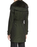 The Sandringham - Mid-Length Slim Fit Heritage Trenchcoat w/Fur Collar