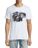 Embellished Lion Logo T-Shirt, White